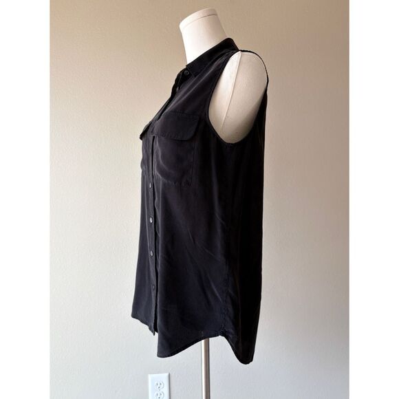 equipment silk sleeveless silk button front - Picture 3 of 8